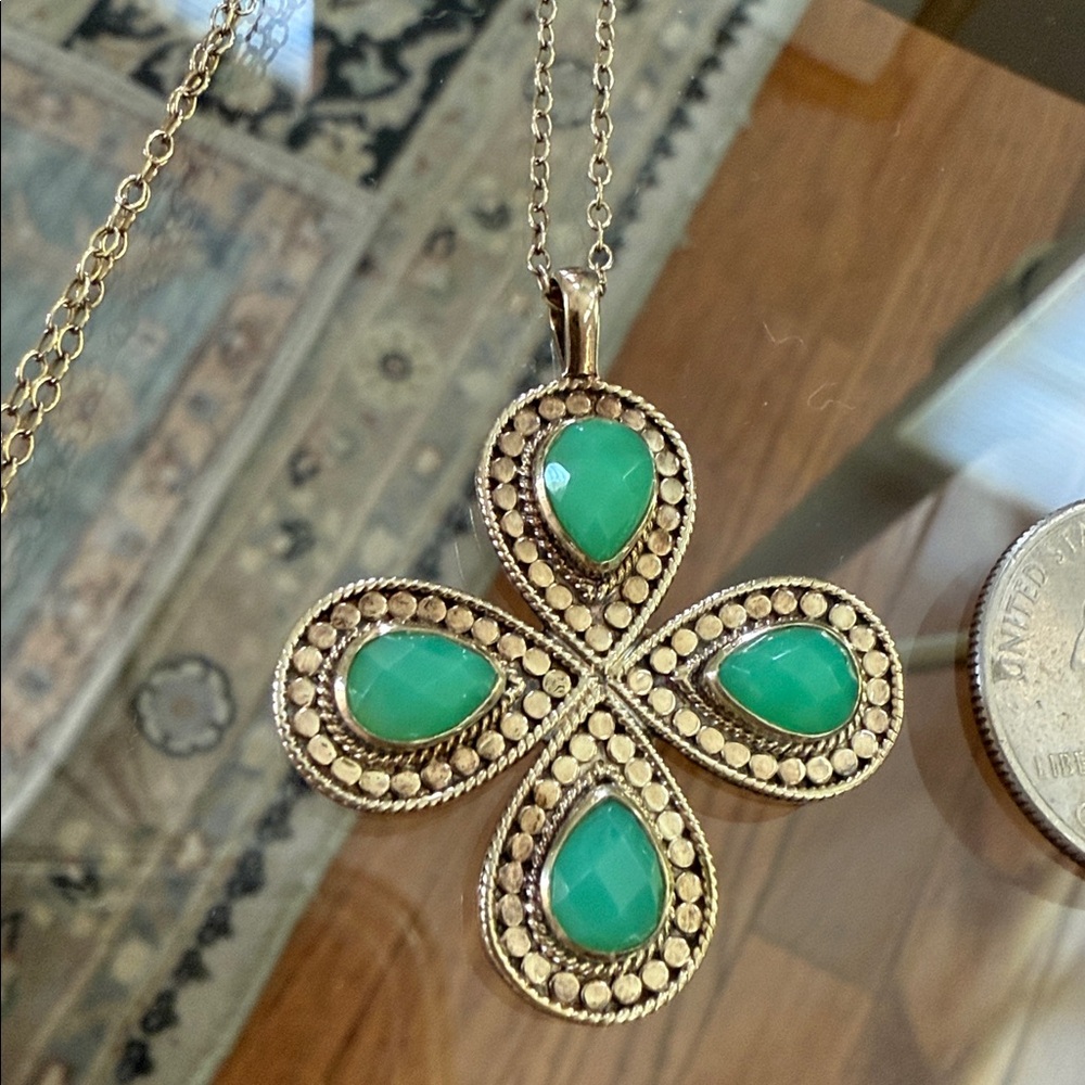 Anna Beck Gokd Plated Chrysoprase Pendant